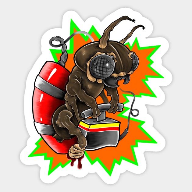 Just like a worker bee… but an ant !!! Sticker by okoccult